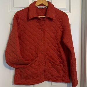 Orvis Women’s Red/Orange Quilted Chore Jacket Snap Button‎ Up Barn Coat Medium